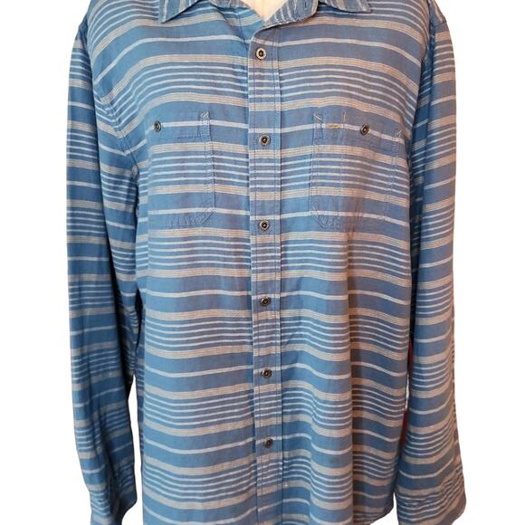 Pendleton Linen Blend Mens Striped Button Front Long Sleeve Shirt Size XL - Picture 1 of 7